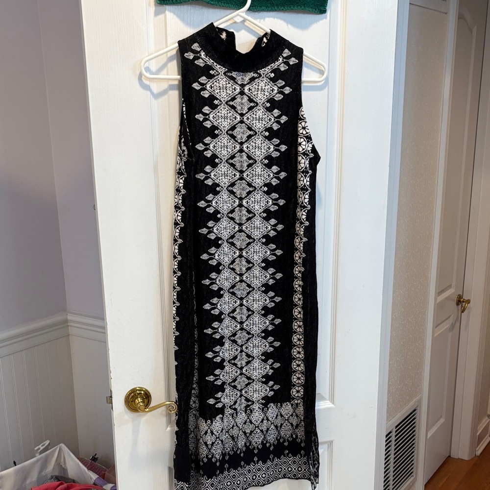 Anthropologie Black and White Geometric Maxi Dress